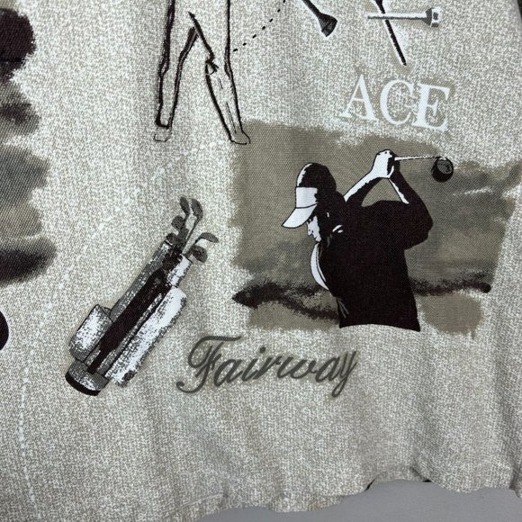 Golfsmith Polo Shirt Mens XXL Beige Golf All Over Print Short Sleeve Classic Ace - Picture 14 of 14